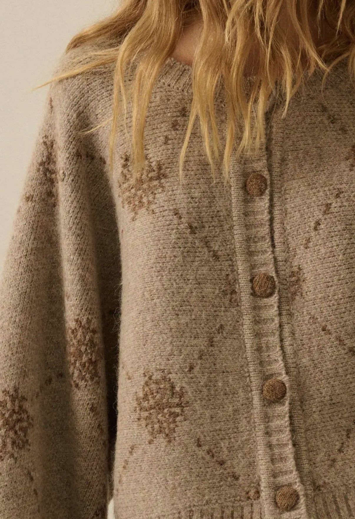 Snowflake Jacquard Knit Cardigan