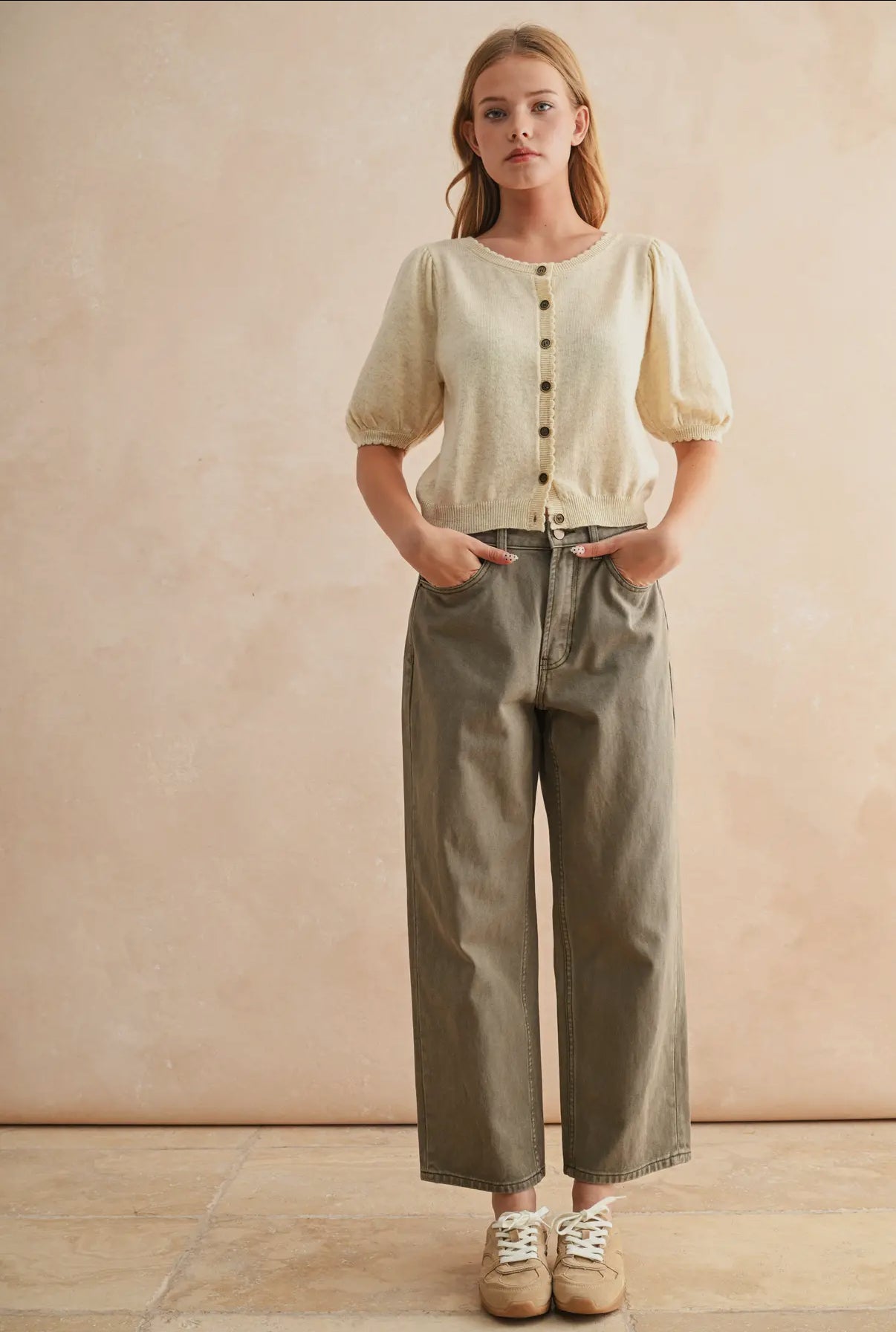 Butter Puff Sleeve Button Down Cardigan