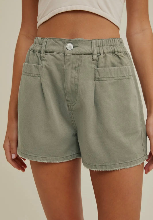 Avril Olive Denim Short