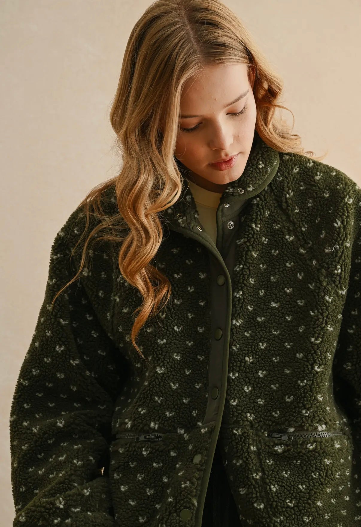 Olive Sherpa Patterned Jacket