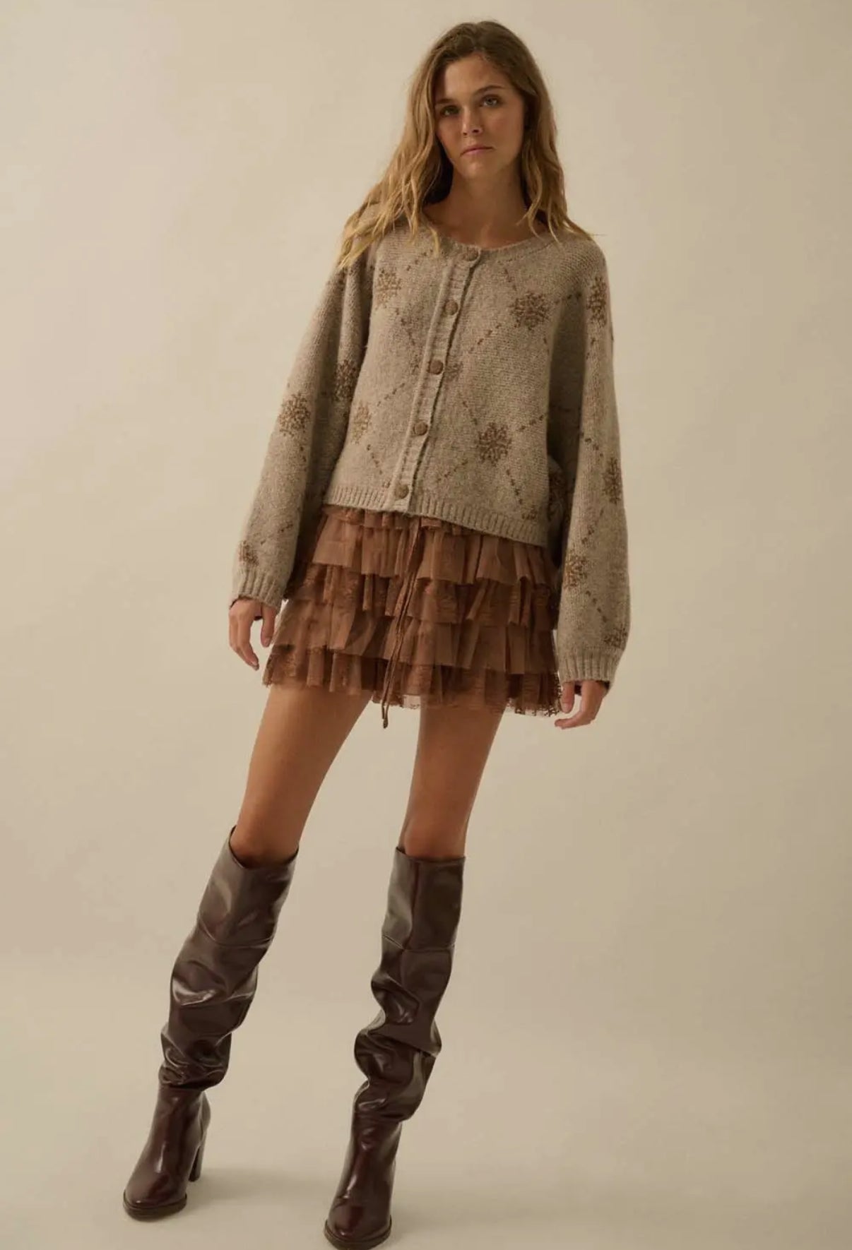 Snowflake Jacquard Knit Cardigan