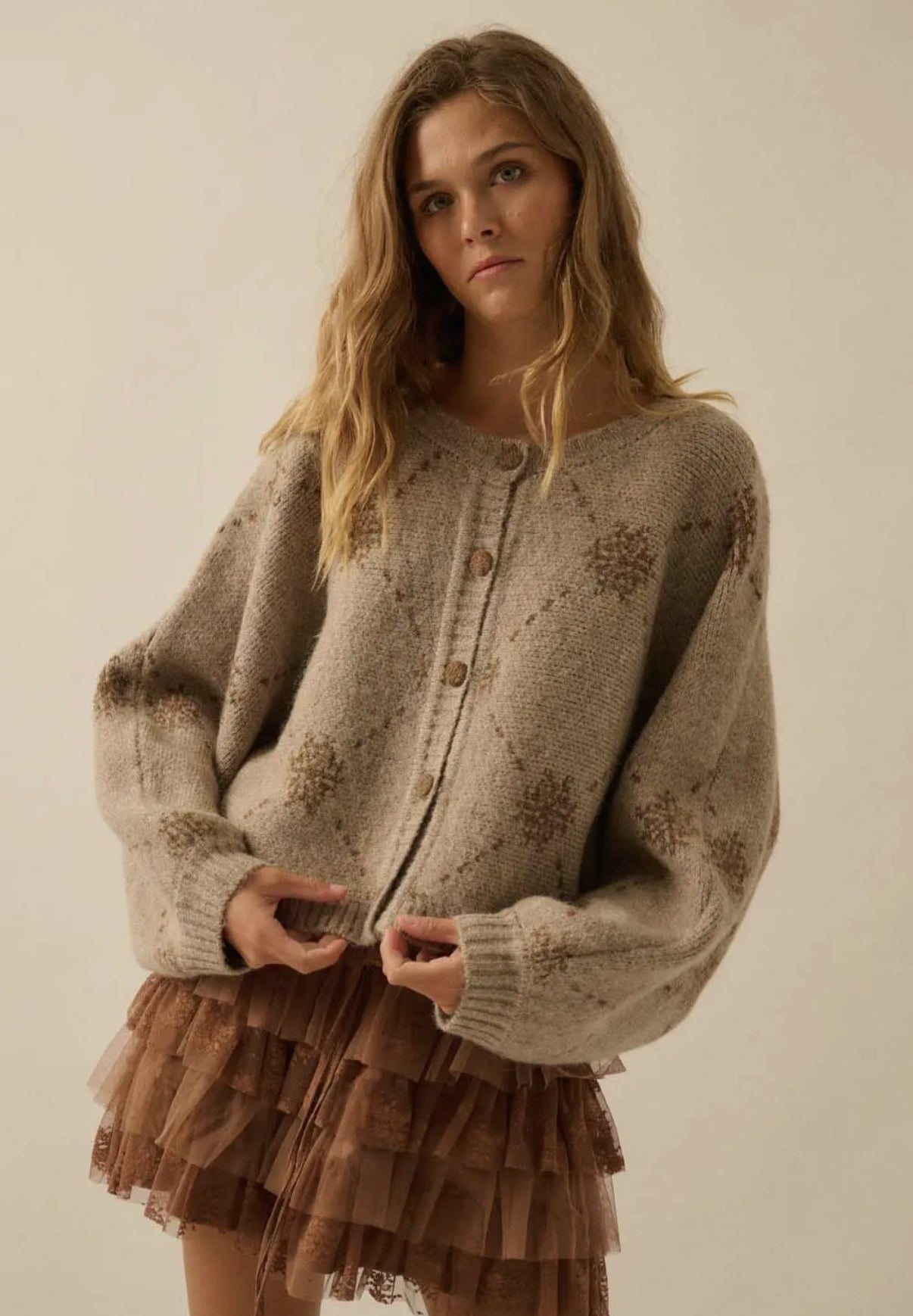 Snowflake Jacquard Knit Cardigan