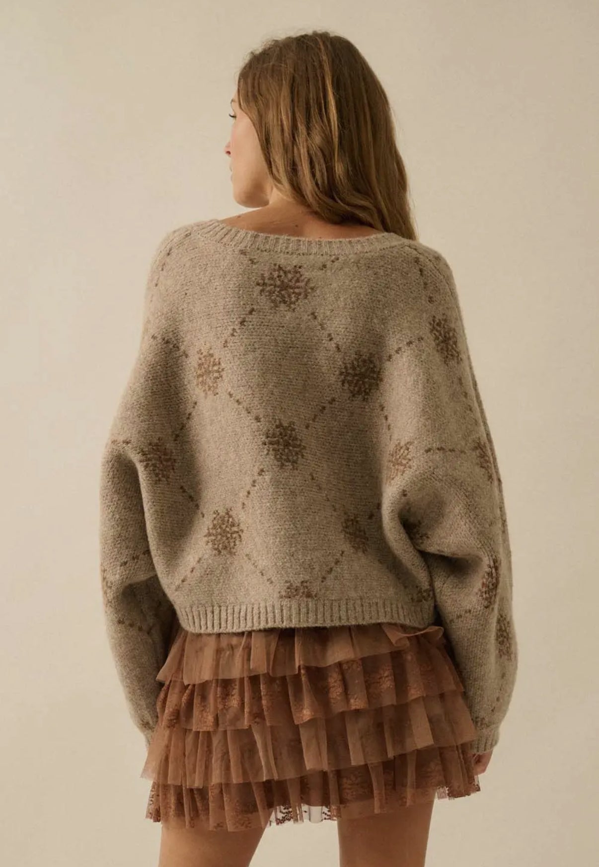 Snowflake Jacquard Knit Cardigan