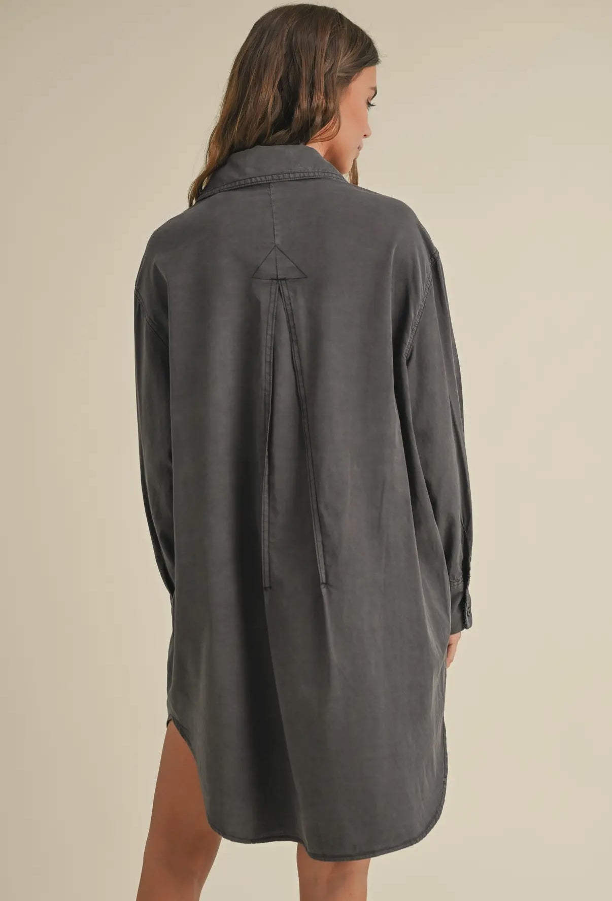 Washed Button Down Shirt Dress