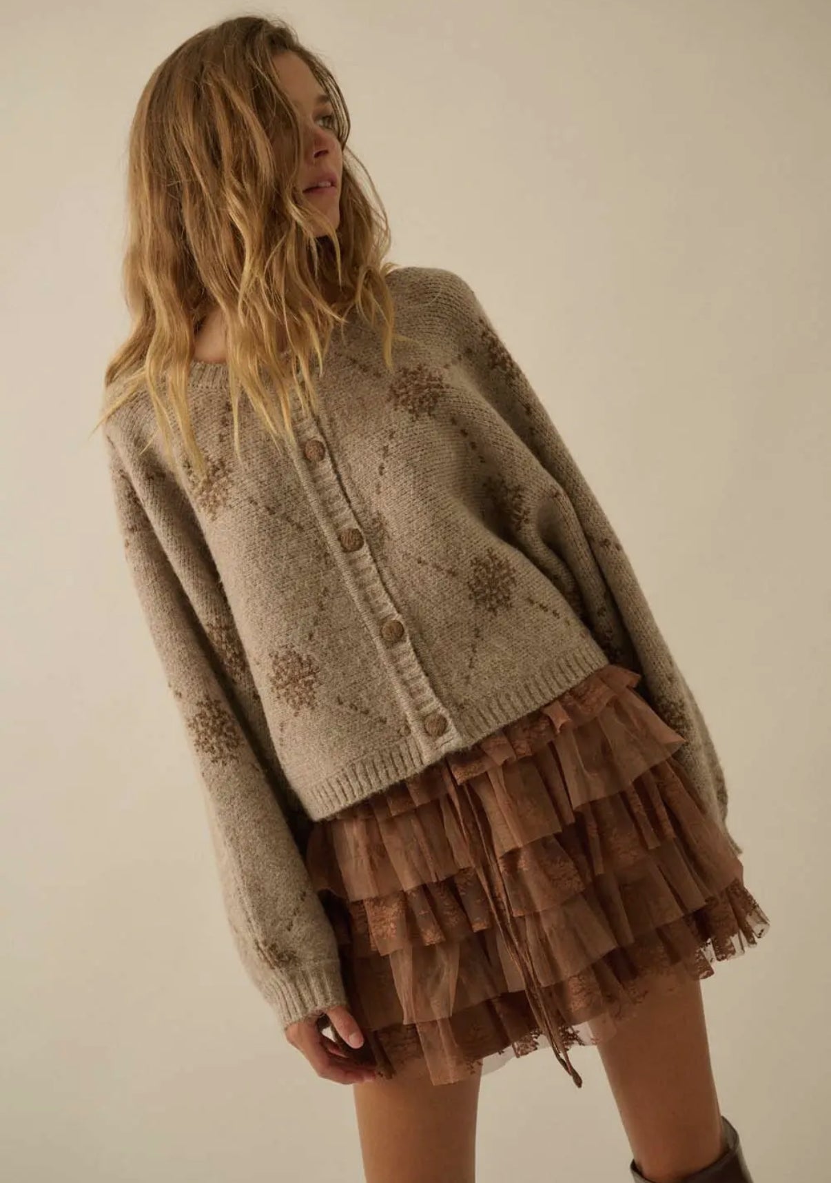 Snowflake Jacquard Knit Cardigan