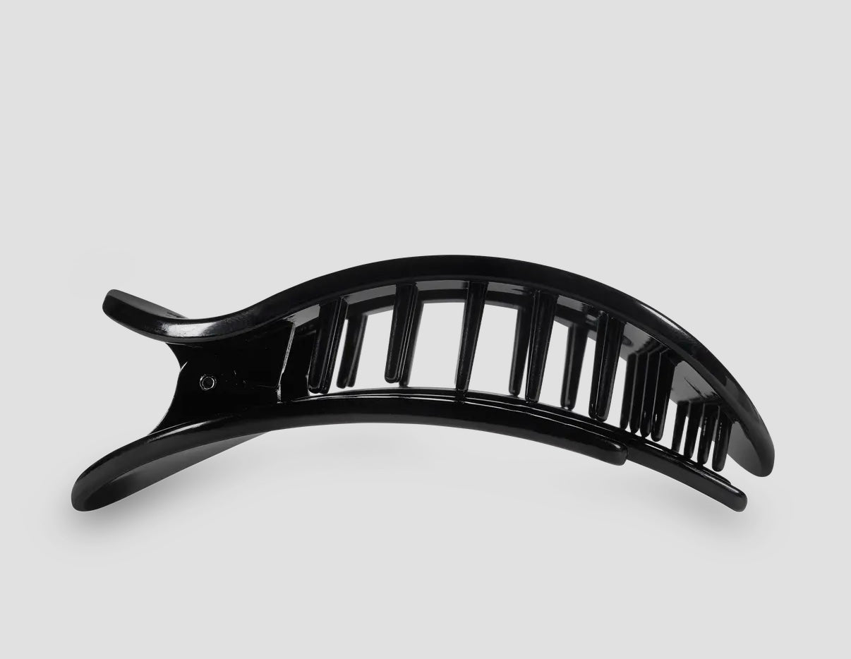 Jet Black Round Flat Teletie Clip | LARGE