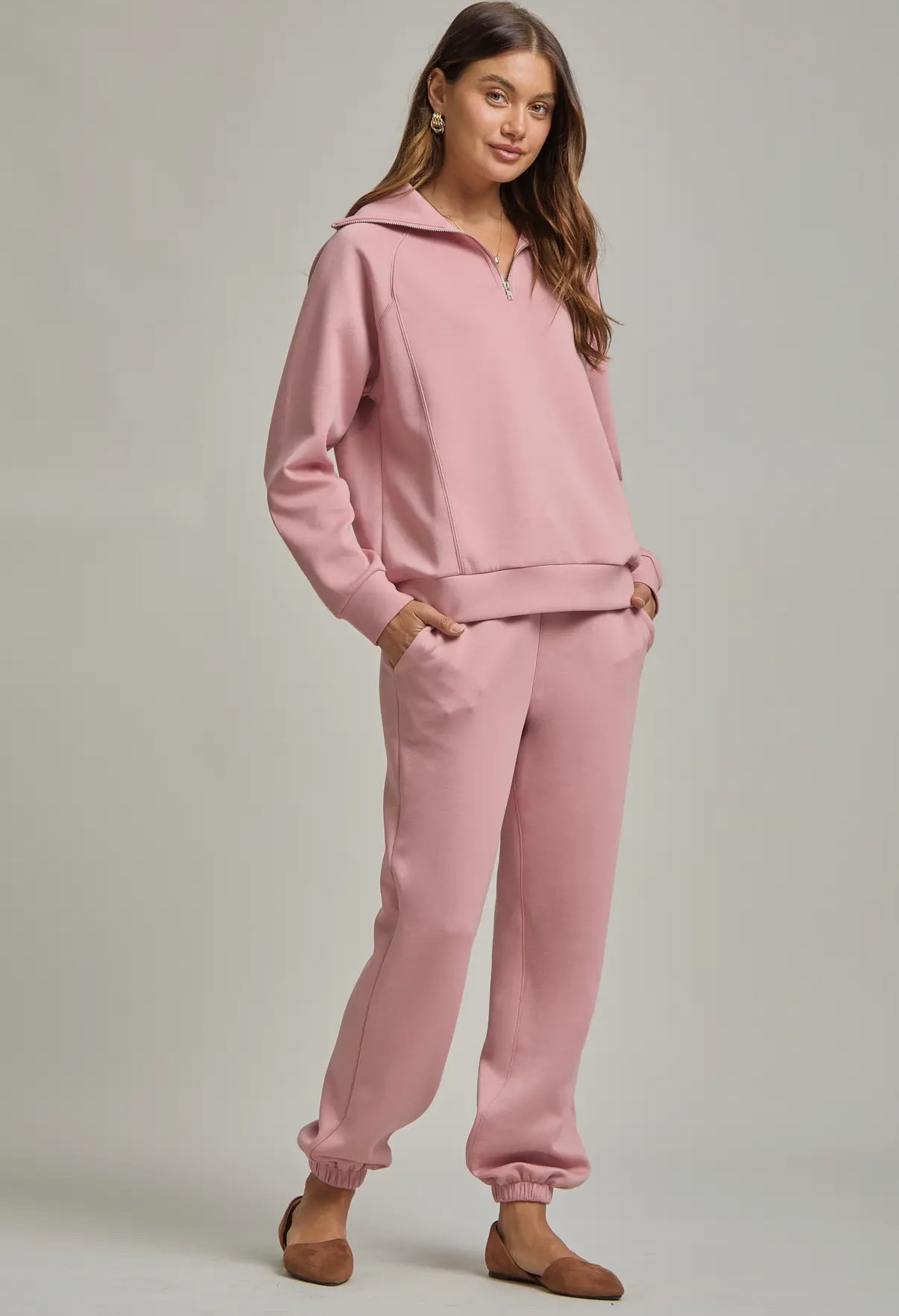 Quarter Zip Pullover + Jogger Modal Travel Set | Mauve