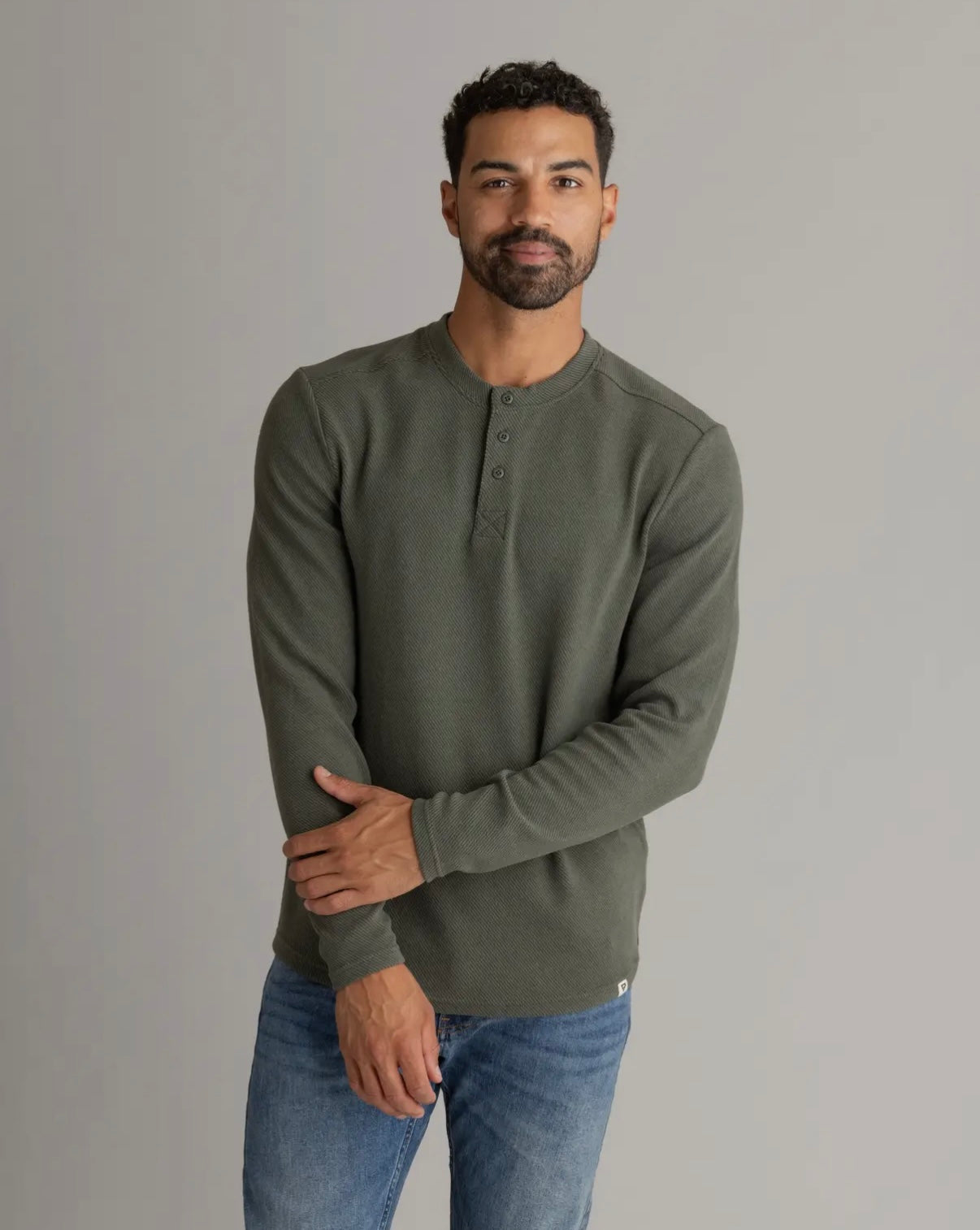 Men’s Oak Stretch Flannel Henley