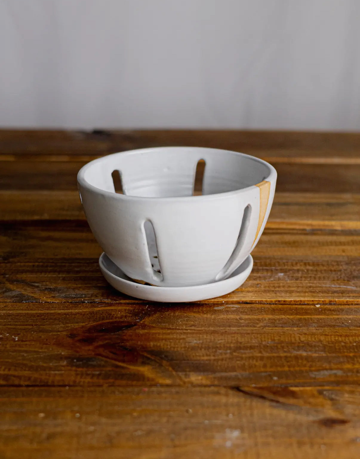 Handmade Ceramic Berry Bowl with Saucer