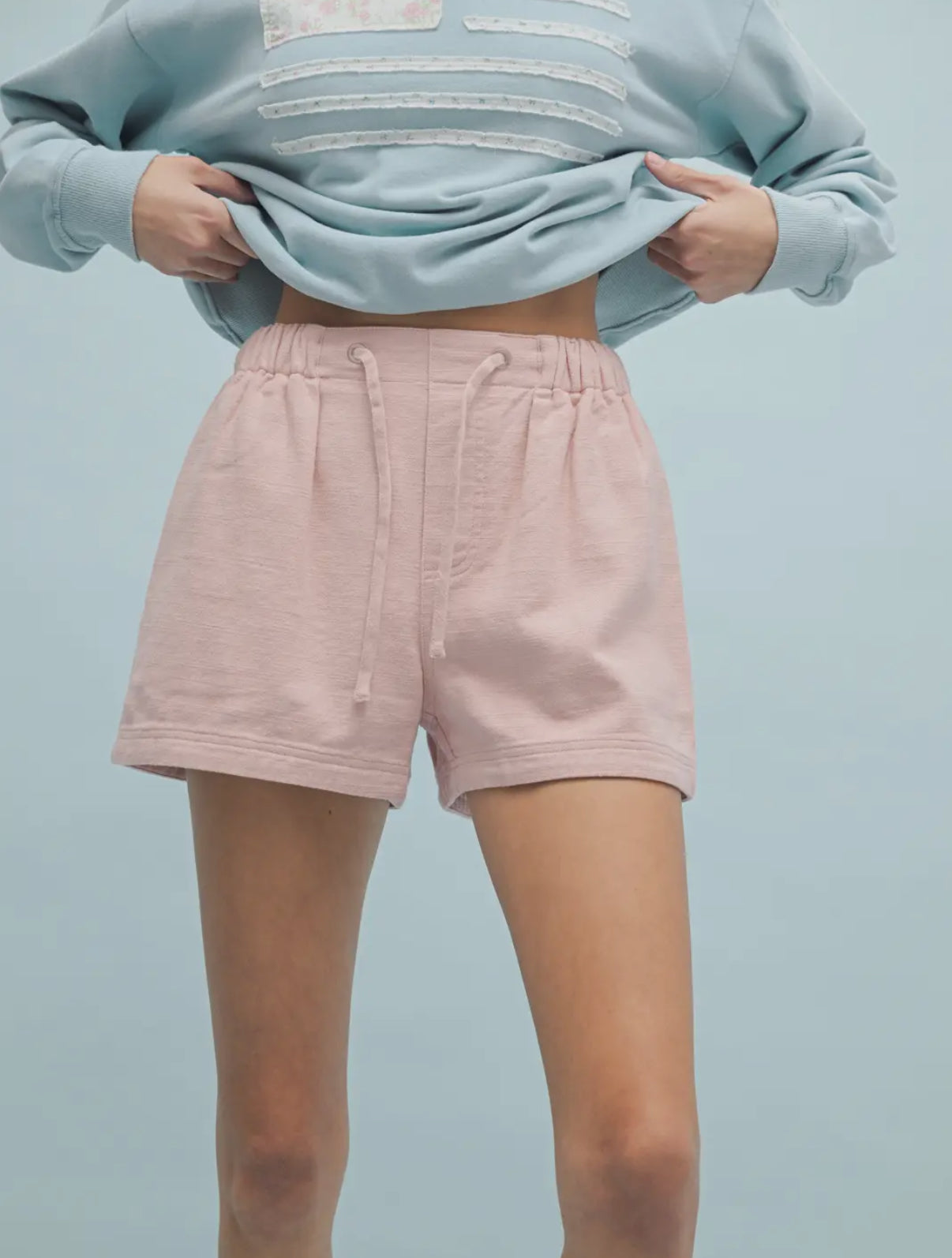 Petal Pink Cotton Twill Shorts
