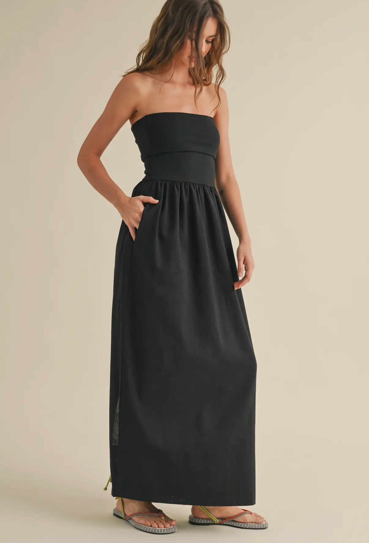 Rebecca Linen Ribbed Combo Dress
