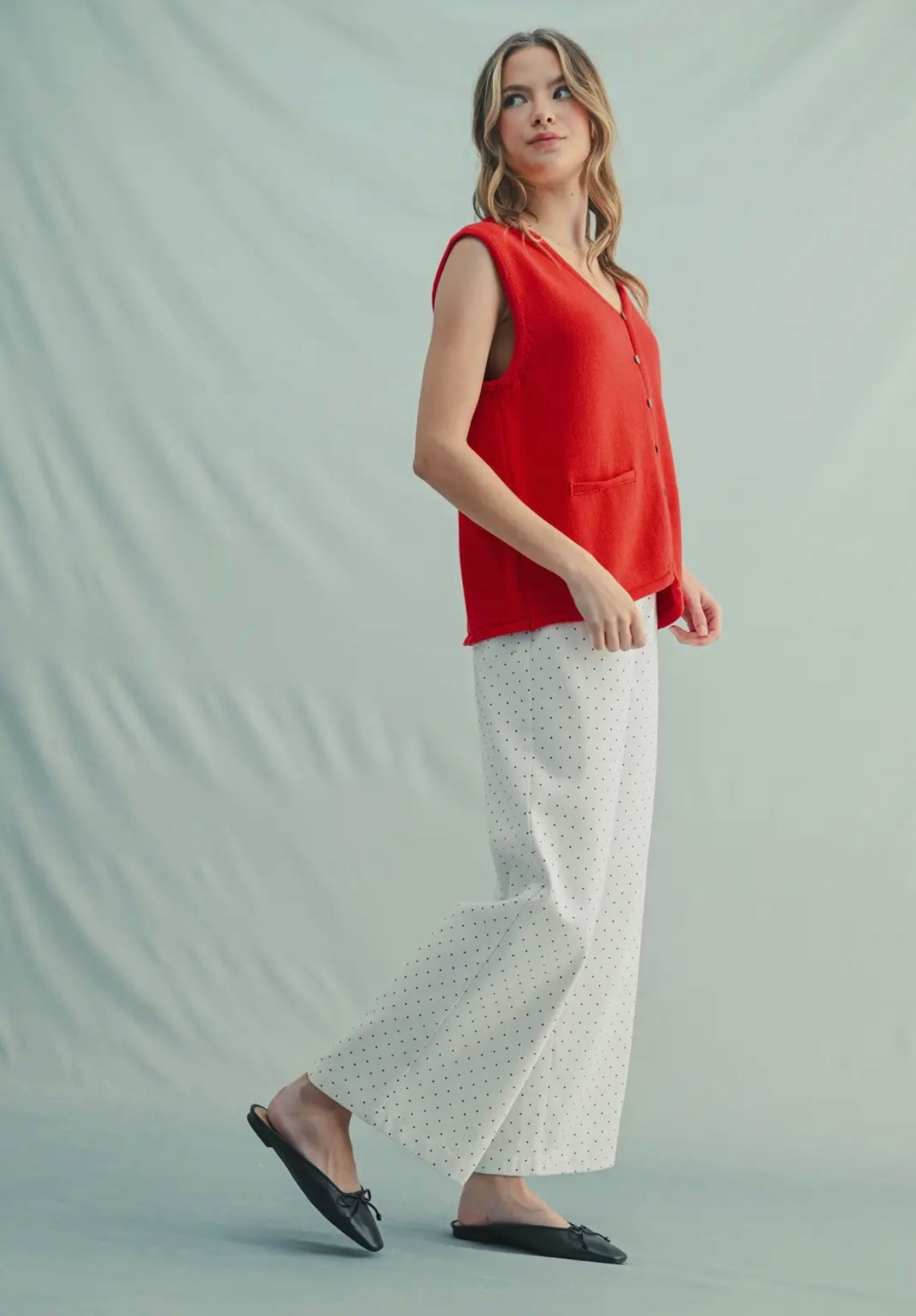Cherry Sweater Button Down Top