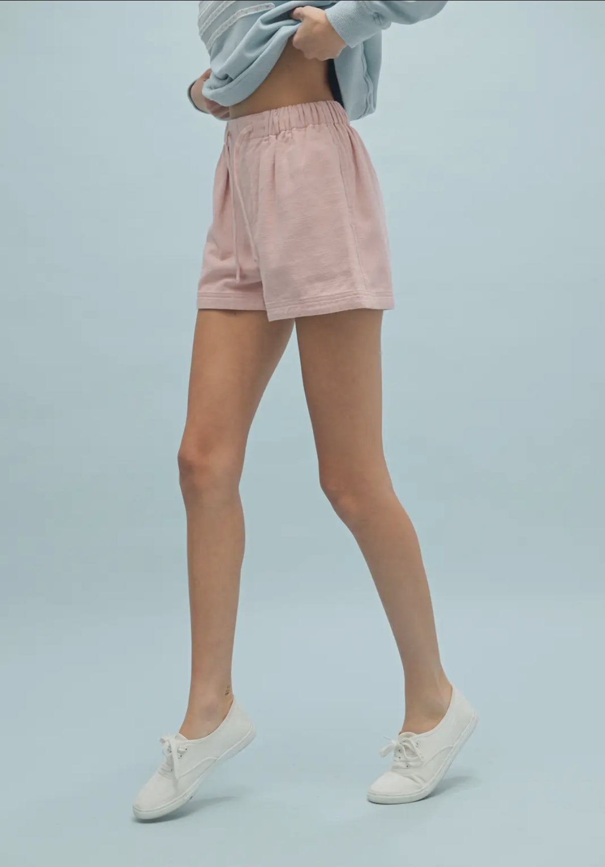 Petal Pink Cotton Twill Shorts