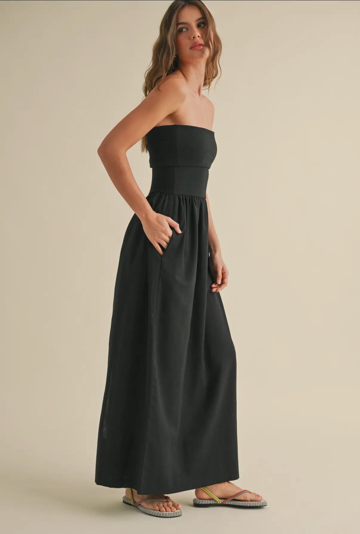 Rebecca Linen Ribbed Combo Dress