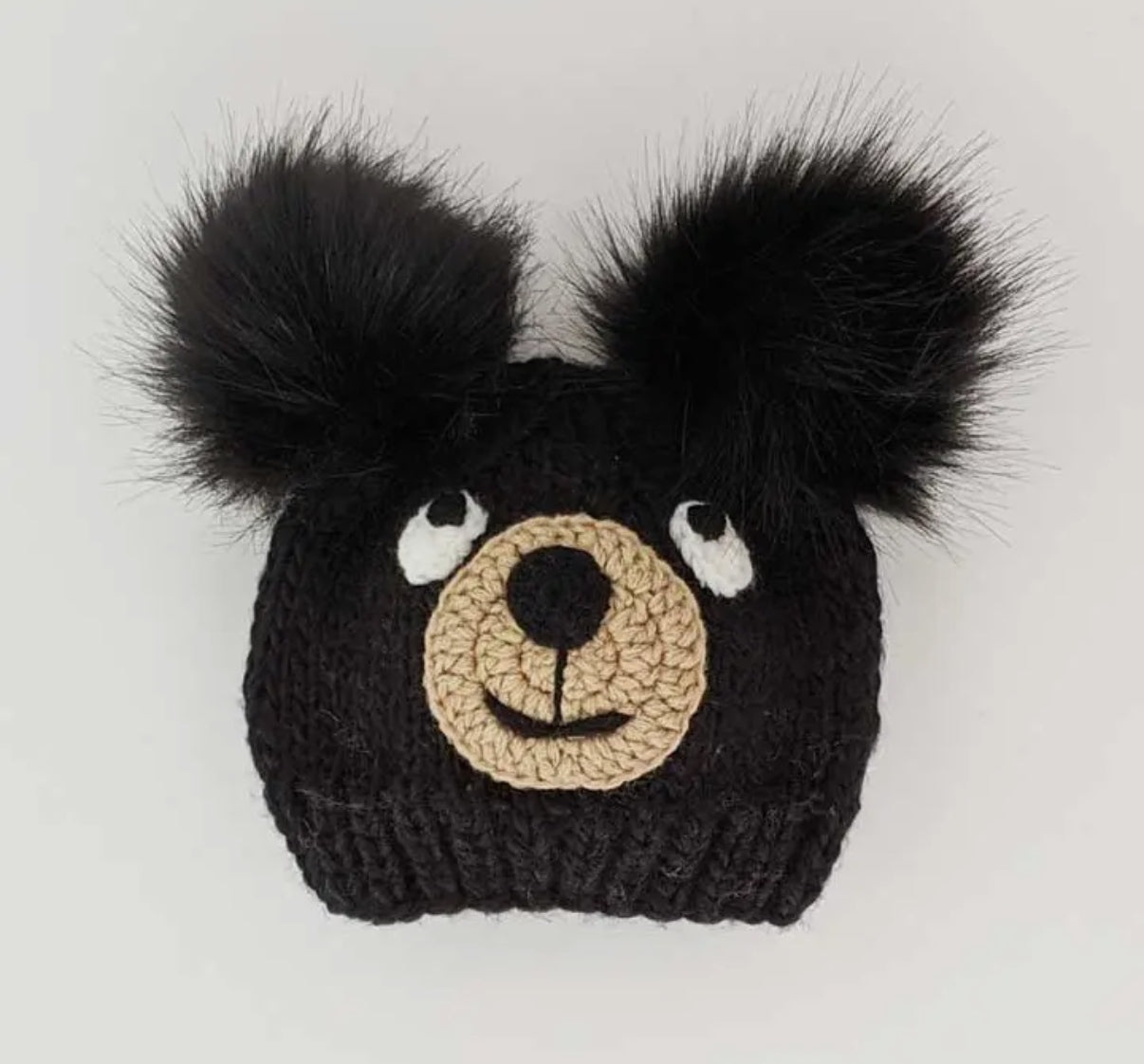 Black Bear Knit Beanie Hat | Baby & Kids