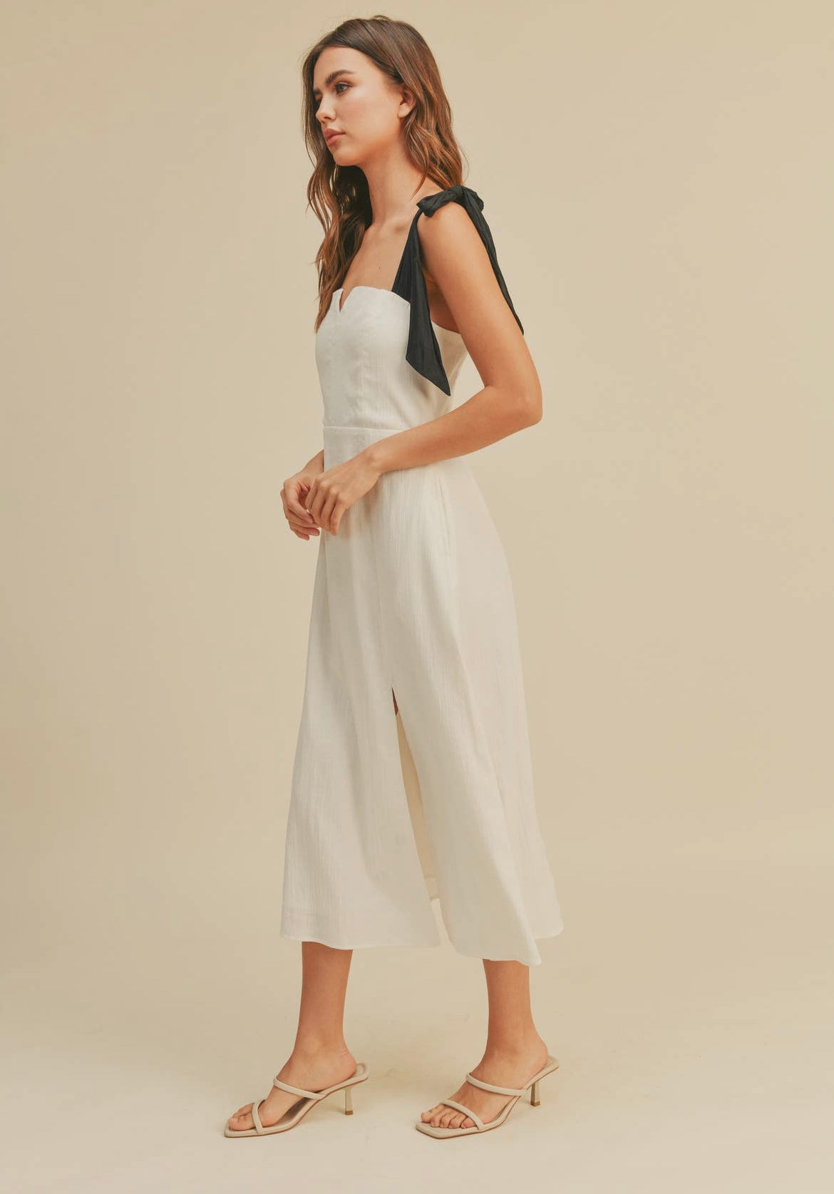 Tied Sleeve Slit Dress