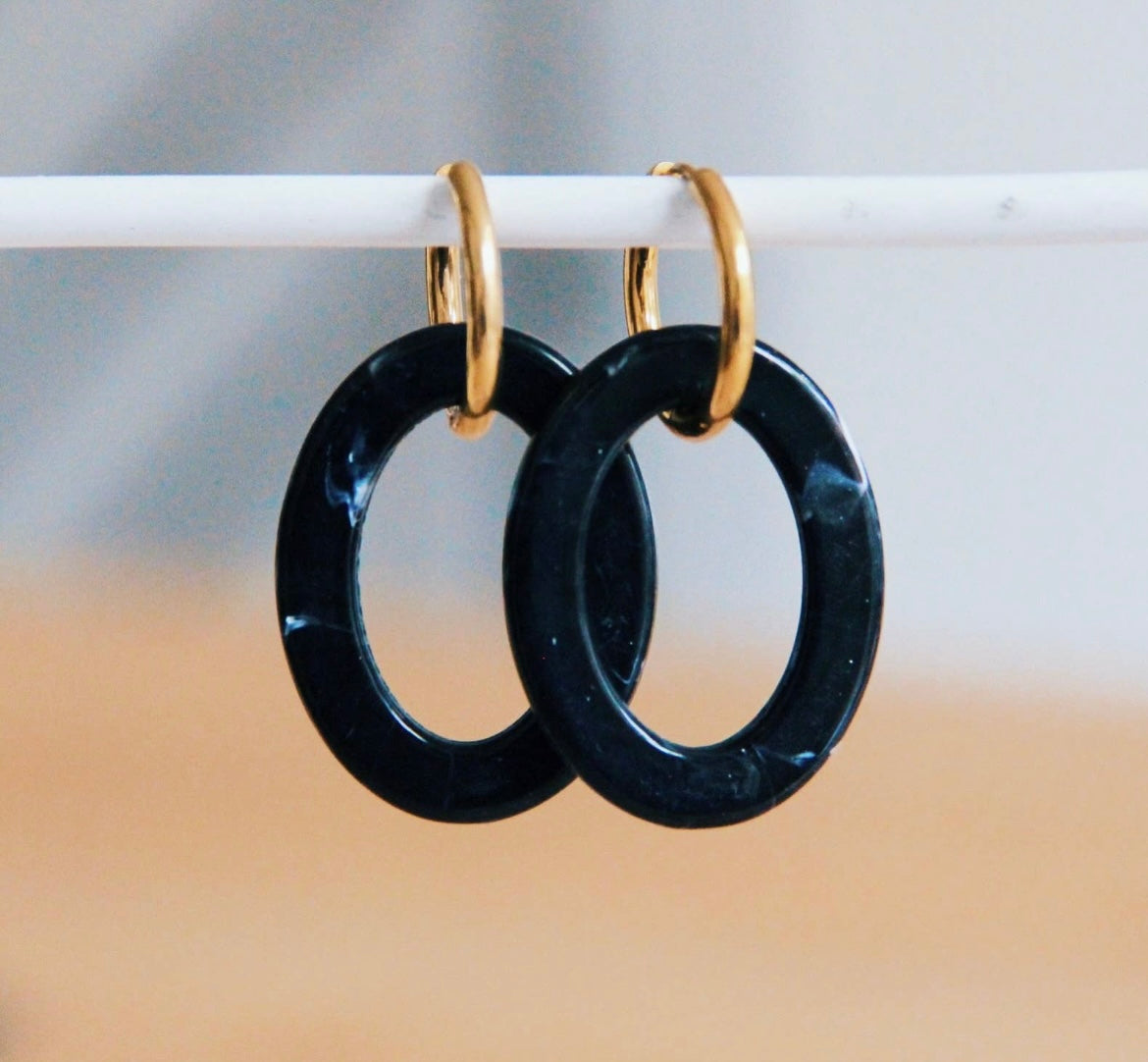 Midnight Oval Earrings