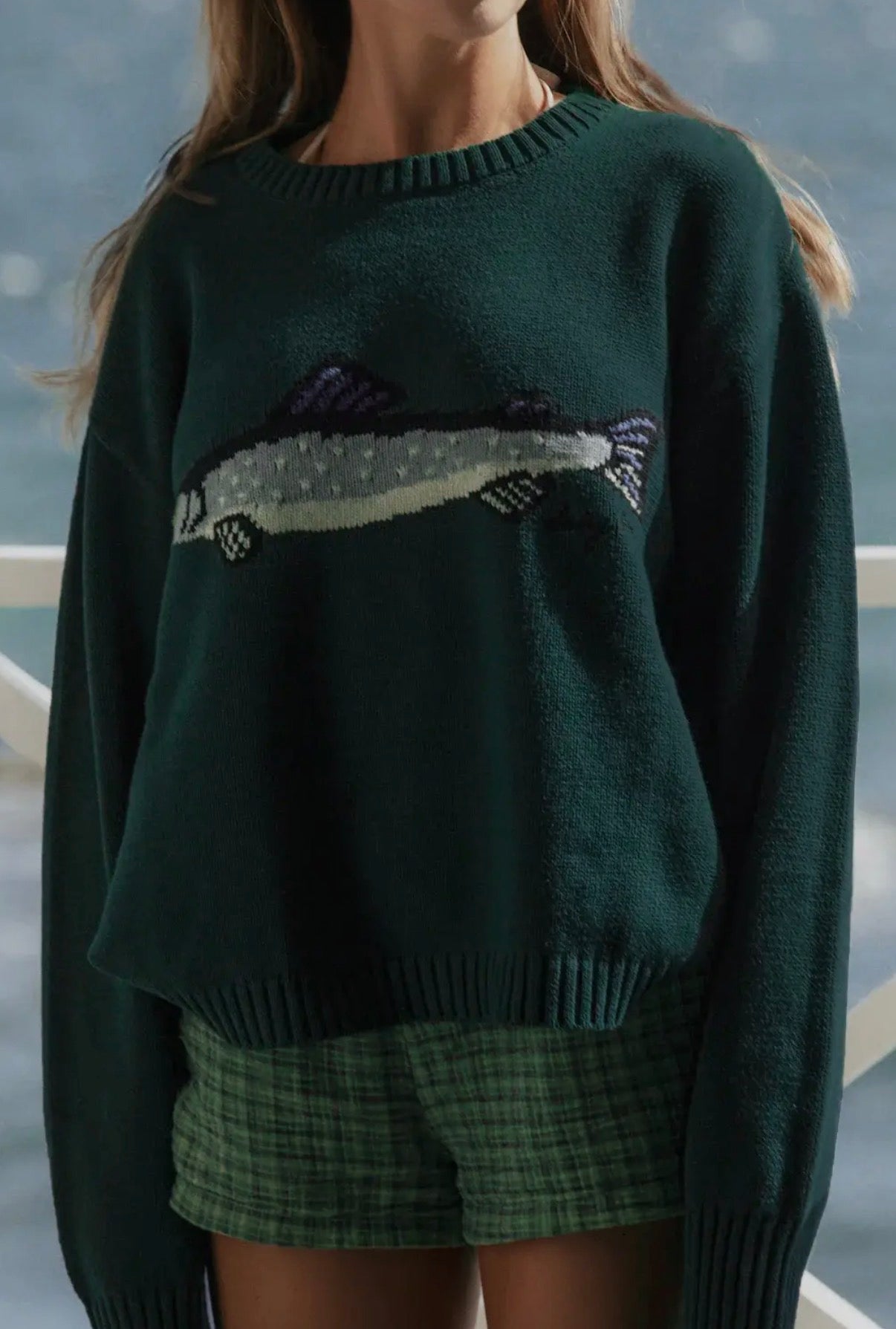 Gone Fishing Sweater | Forest Green