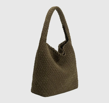 Jojo Olive Suede Shoulder Bag