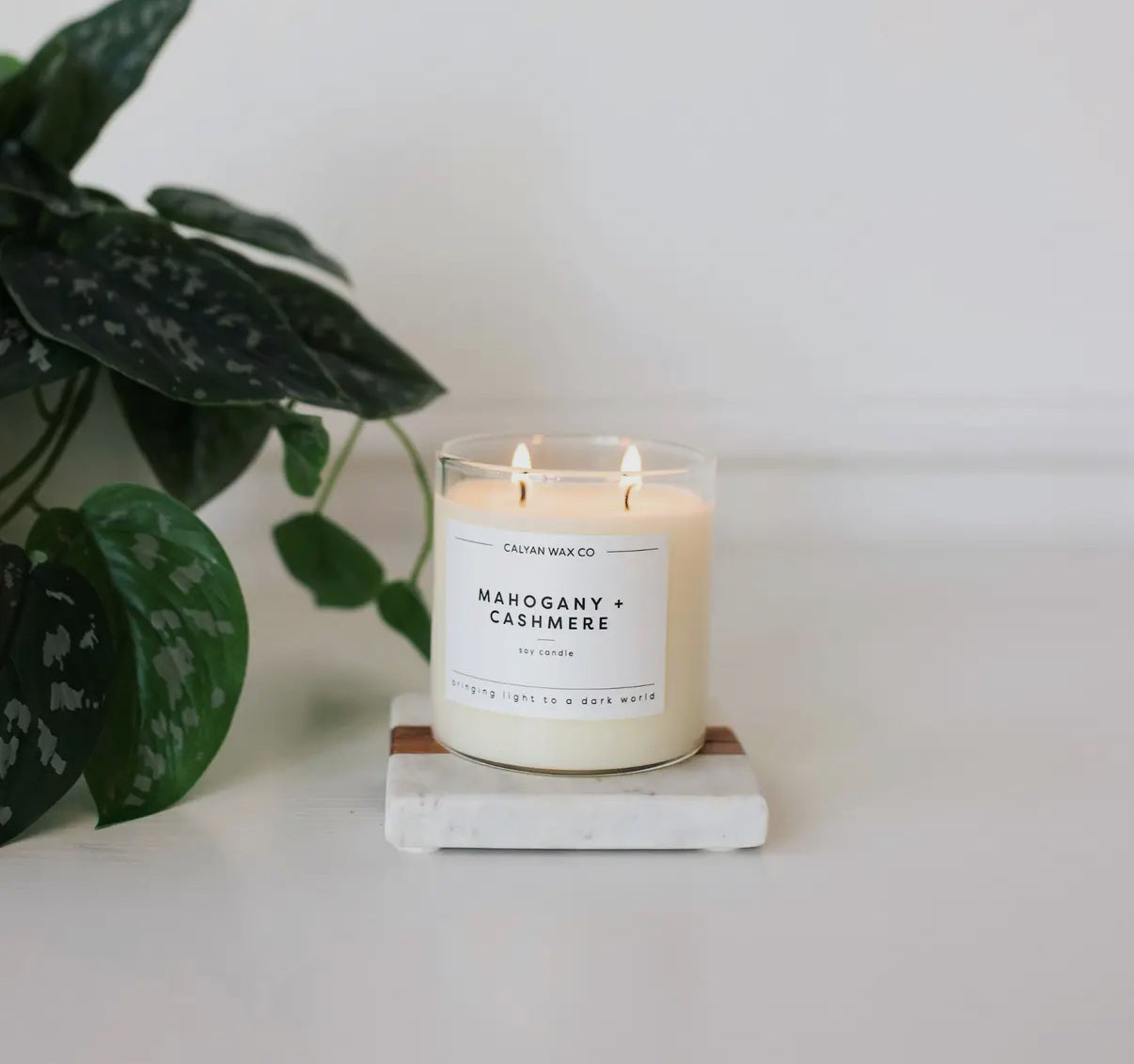 Mahogany + Cashmere Glass Tumbler Soy Candle