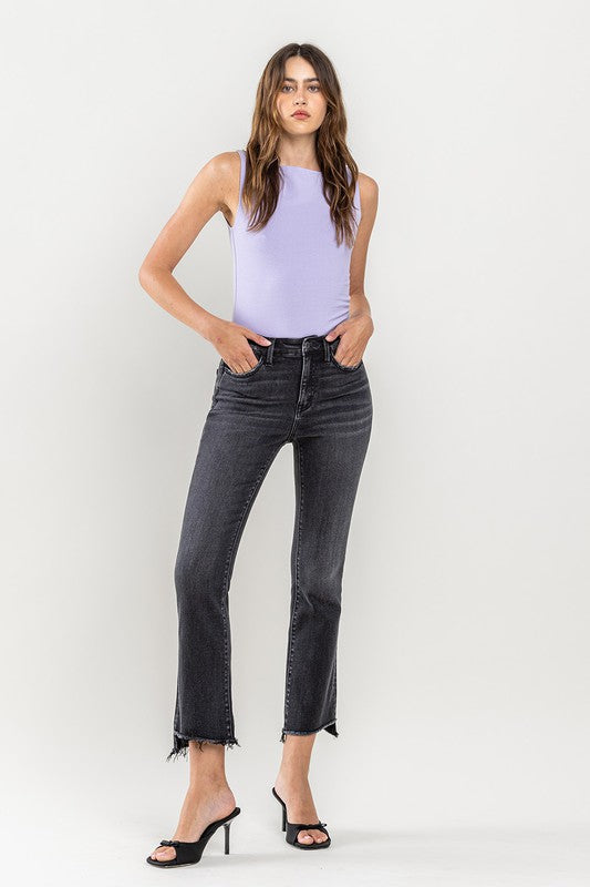 Rise Raw Step Crop Flare Jeans *