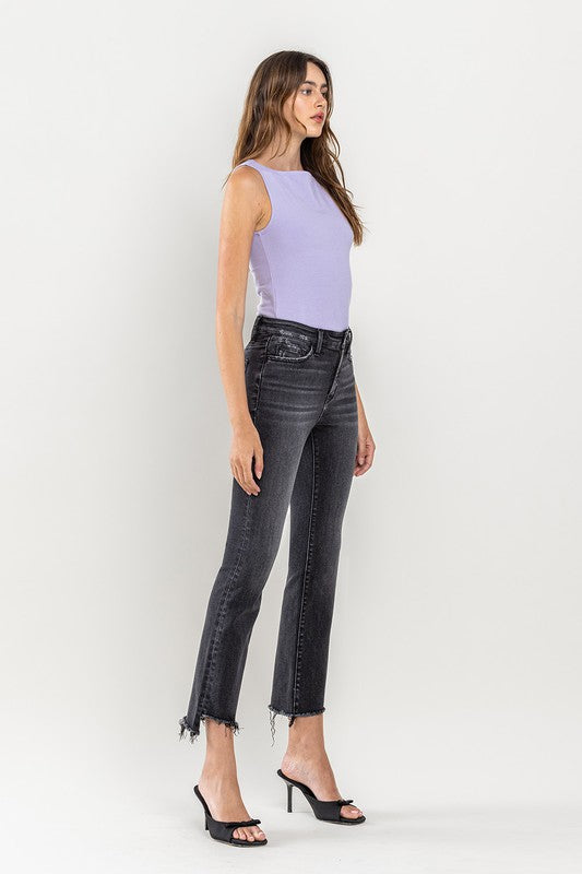 Rise Raw Step Crop Flare Jeans *