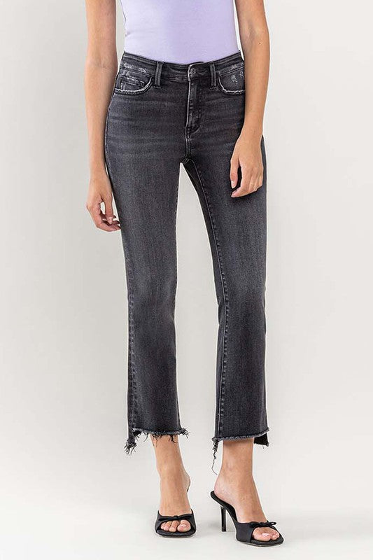 Rise Raw Step Crop Flare Jeans *