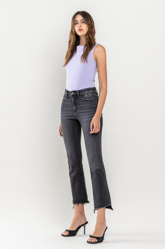 Rise Raw Step Crop Flare Jeans *