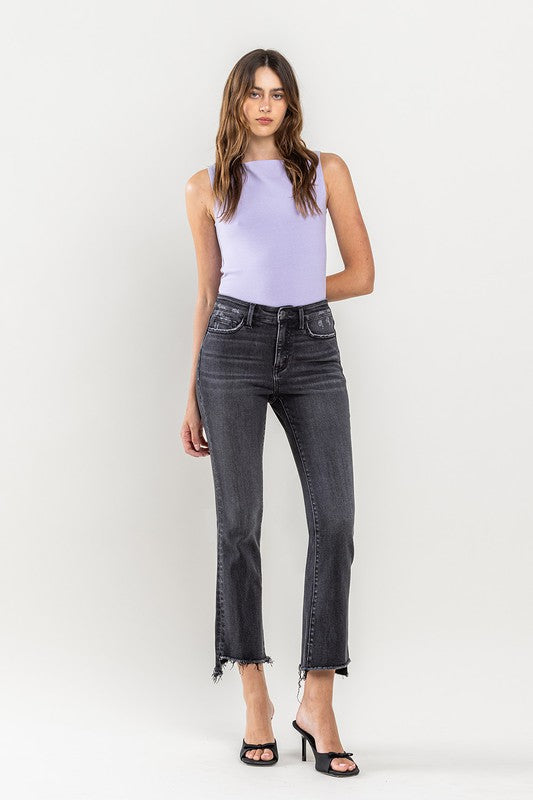 Rise Raw Step Crop Flare Jeans *