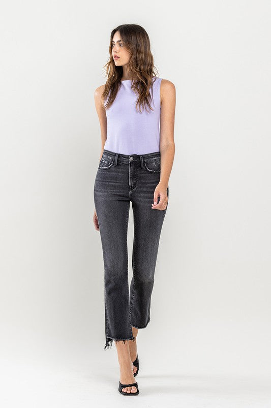 Rise Raw Step Crop Flare Jeans *