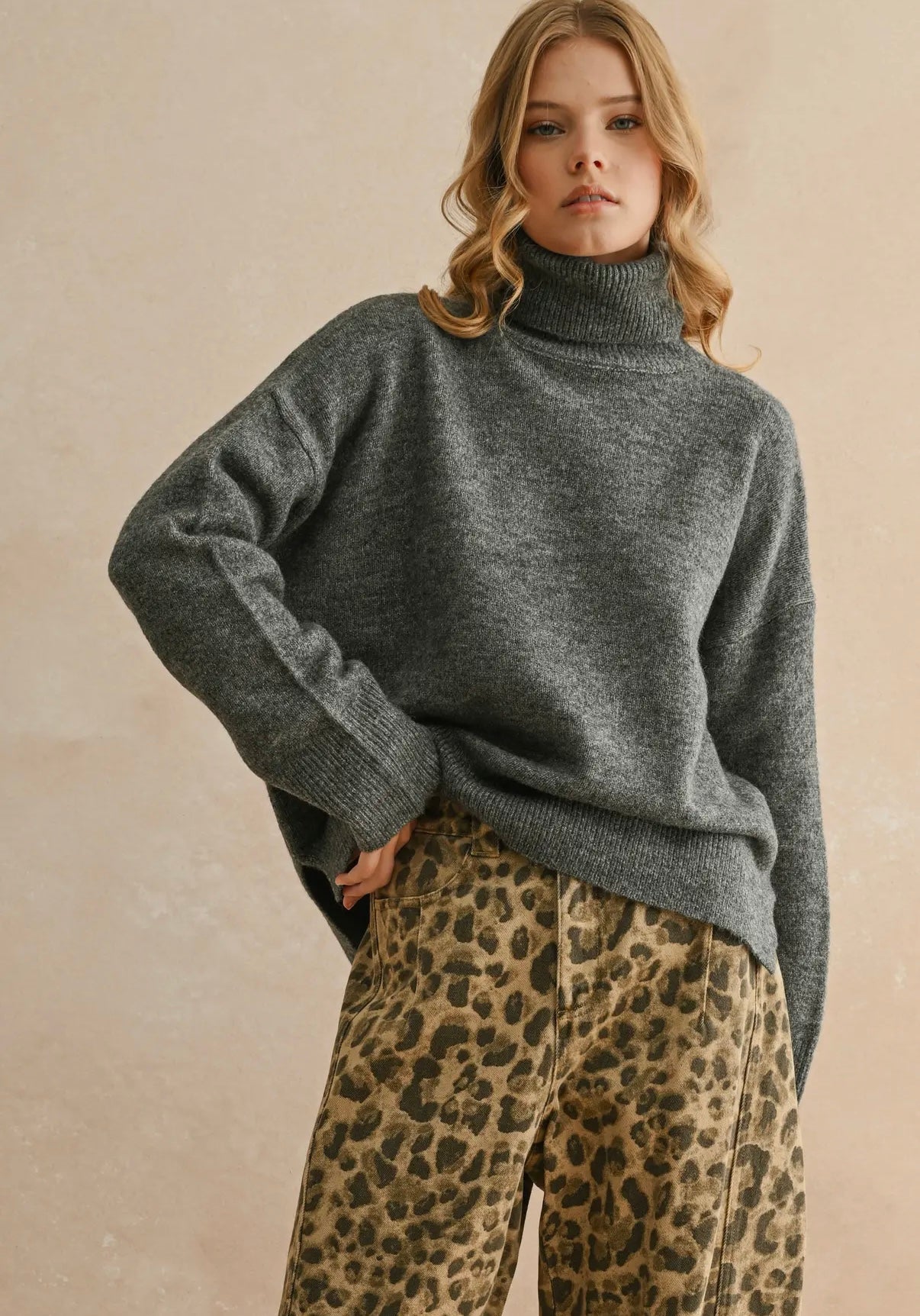 Turtle Neck Charcoal Sweater