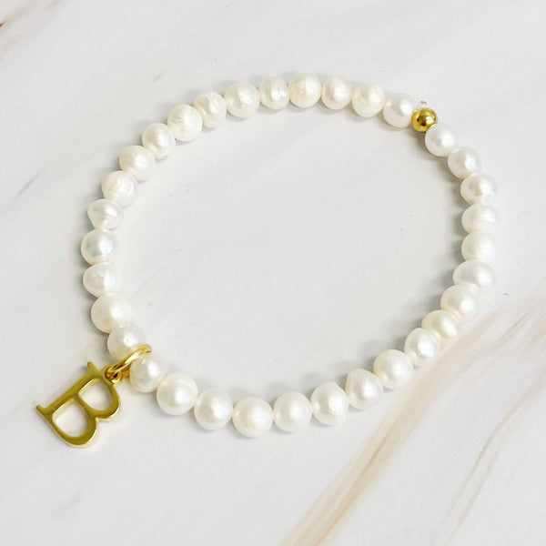 Freshwater Pearl Initial Charm Bracelet *