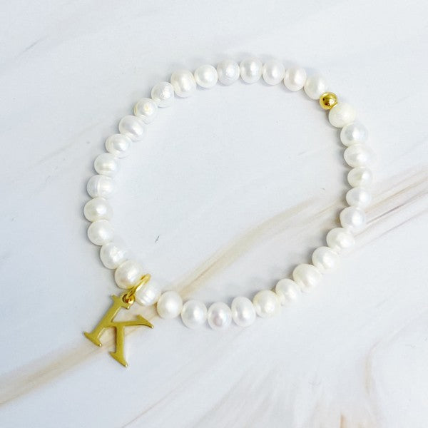 Freshwater Pearl Initial Charm Bracelet *