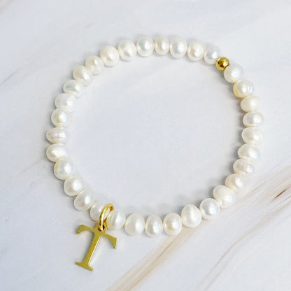 Freshwater Pearl Initial Charm Bracelet *