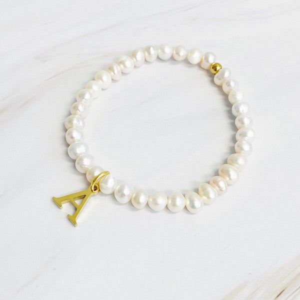 Freshwater Pearl Initial Charm Bracelet *