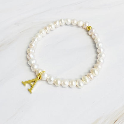 Freshwater Pearl Initial Charm Bracelet *