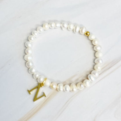 Freshwater Pearl Initial Charm Bracelet *