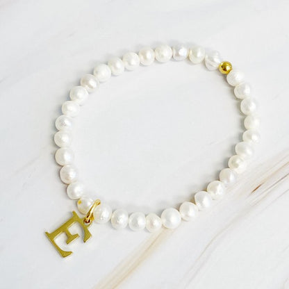 Freshwater Pearl Initial Charm Bracelet *