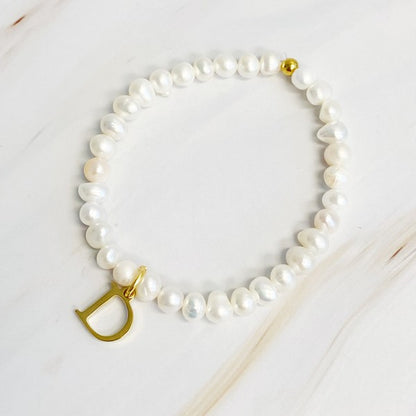 Freshwater Pearl Initial Charm Bracelet *