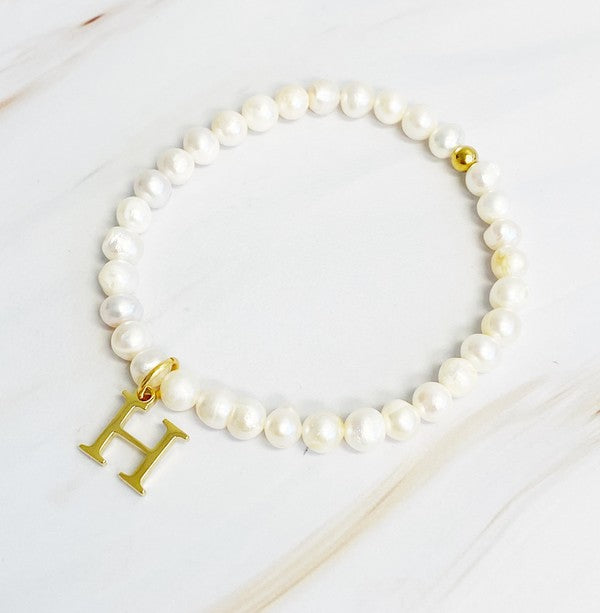 Freshwater Pearl Initial Charm Bracelet *