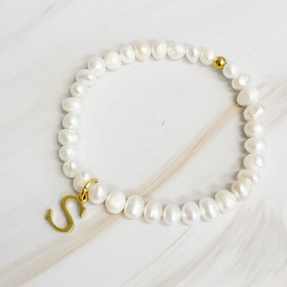 Freshwater Pearl Initial Charm Bracelet *