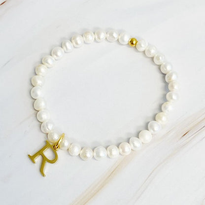 Freshwater Pearl Initial Charm Bracelet *