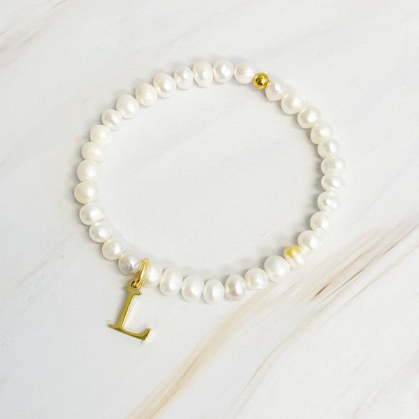 Freshwater Pearl Initial Charm Bracelet *