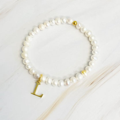 Freshwater Pearl Initial Charm Bracelet *