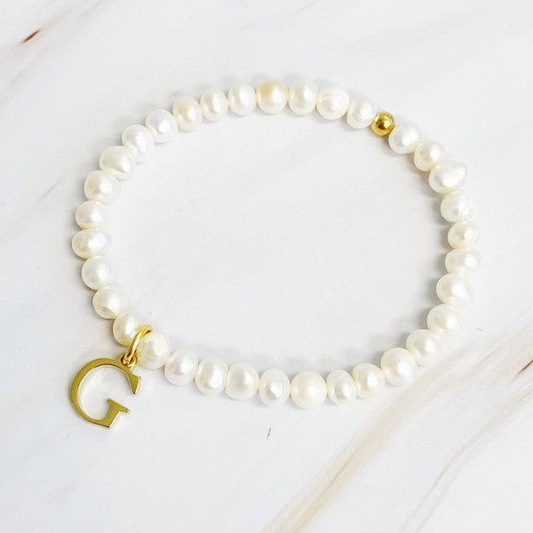 Freshwater Pearl Initial Charm Bracelet *