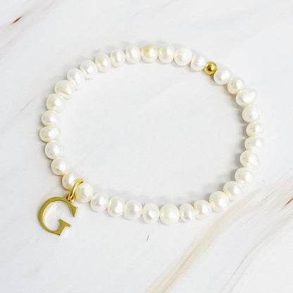 Freshwater Pearl Initial Charm Bracelet *