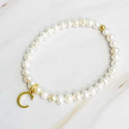 Freshwater Pearl Initial Charm Bracelet *