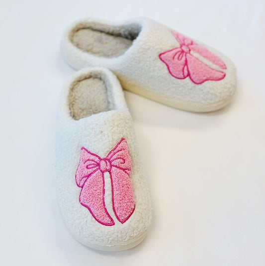 Pink Lounge Bow Cozy Slippers *