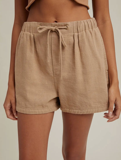 Tan Cotton Twill Shorts