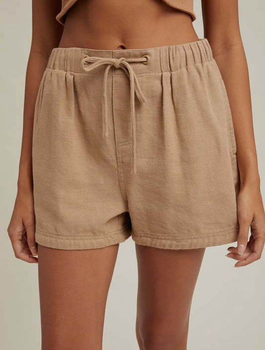 Tan Cotton Twill Shorts